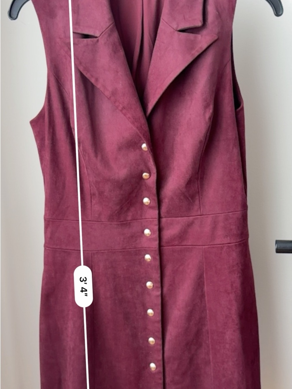Avec Les Filles Burgundy Sleeveless Button-Front Mini Dress size 4 - Picture 6 of 8